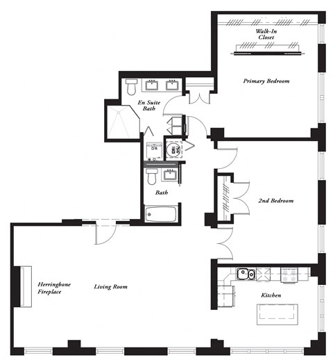 YH D 1709sf Floor Plan at York House, Saint Louis